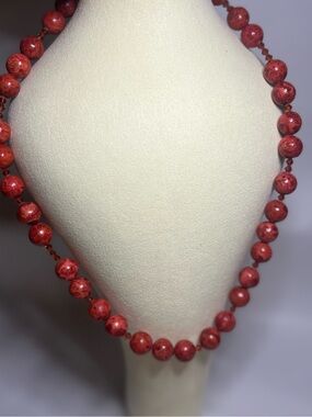 Composite Red Coral Beaded  Strand Necklace